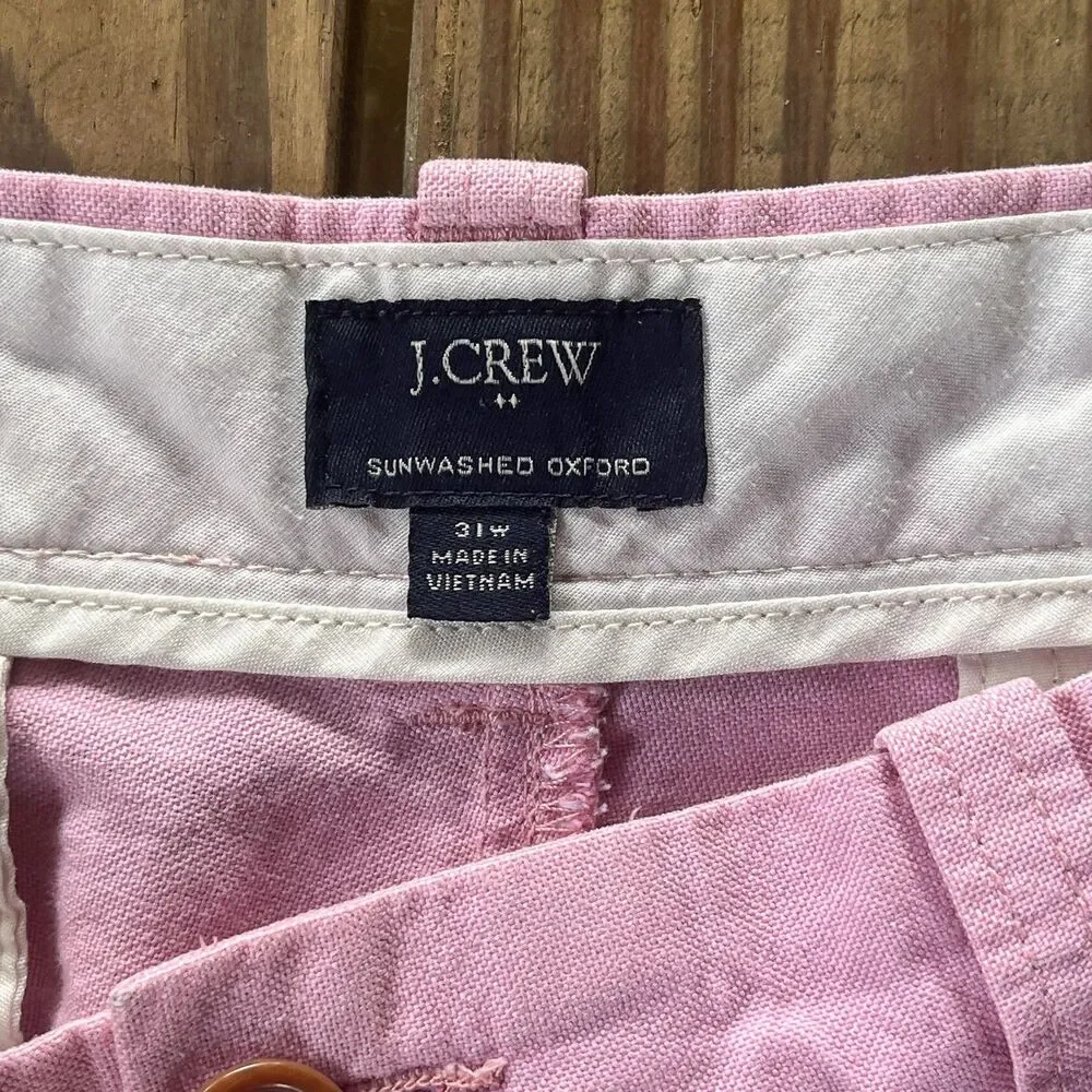 J.Crew Sunwashed Oxford Cotton Shorts - Light Pink - Men's Size 31W